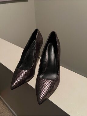 Call It Spring Metallic Textured Pointed-Toe Heels - Size 11